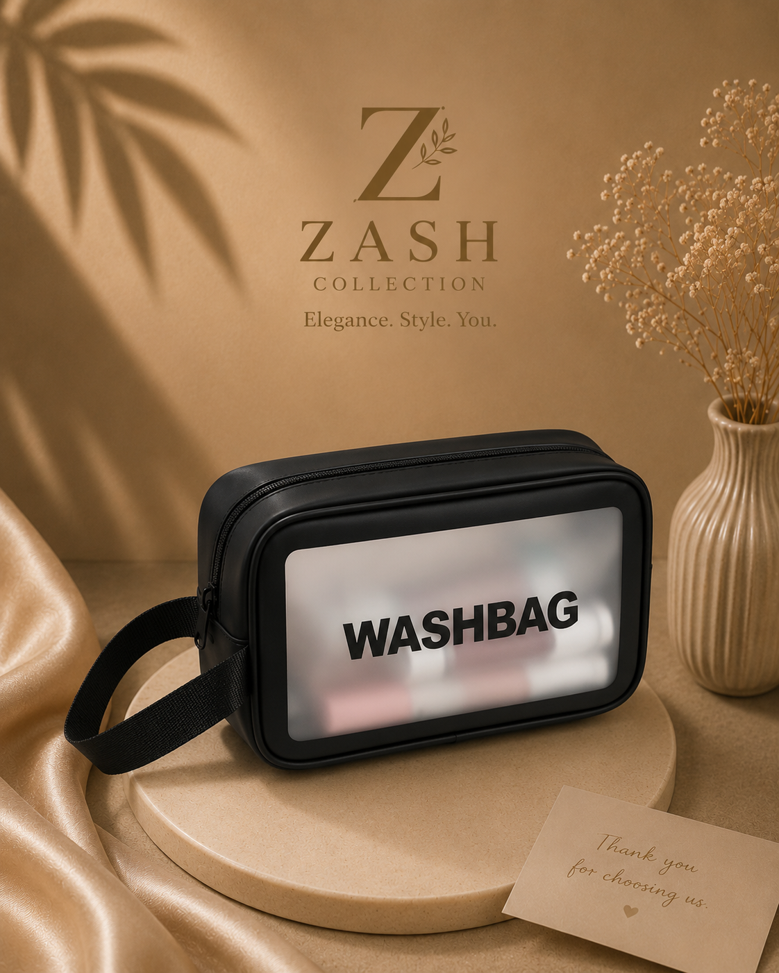 Premium Transparent Waterproof Wash Bag – Travel & Cosmetic Organizer