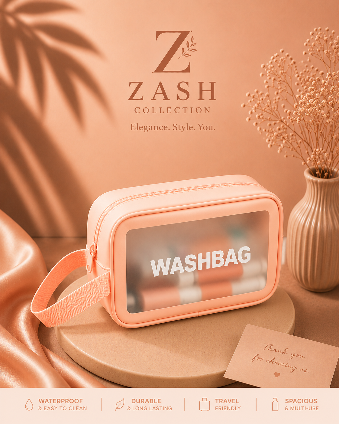 Premium Transparent Waterproof Wash Bag – Travel & Cosmetic Organizer - Image 4